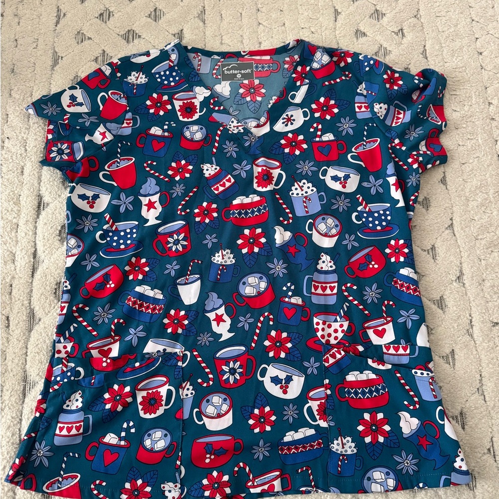 Christmas scrub top